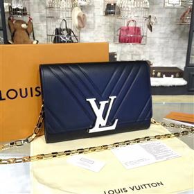 LV Louis Vuitton Chain Louise Handbag Real Leather Shoulder Bag Black M54230 6783