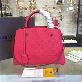 LV Louis Vuitton Montaigne Handbag Monogram Real Leather Tote Bag Rose M41048 6788