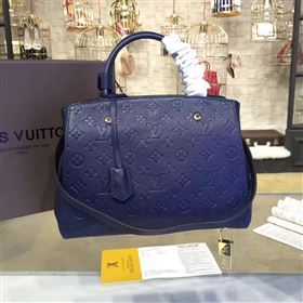 LV Louis Vuitton Montaigne Handbag Monogram Leather Tote Bag Dark Blue M41048 6793