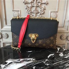 M43714 LV Louis Vuitton Monogram Saint Placide Chain Bag Real Leather Handbag Black 6704