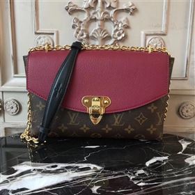 M43715 LV Louis Vuitton Monogram Saint Placide Chain Bag Real Leather Handbag Maroon 6705