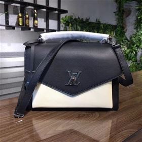 M54878 LV Louis Vuitton My Lockme Bag Twist Real leather Handbag Black and White 6723