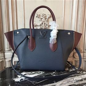 M54842 LV Louis Vuitton Freedom Tote Bag Zipper Real leather Handbag Navy 6727