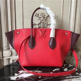 M54844 LV Louis Vuitton Freedom Tote Bag Zipper Real leather Handbag Red 6729