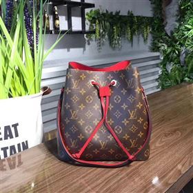 M44021 LV Louis Vuitton Monogram Neonoe Bucket Bag Handbag Red 6731