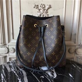 M44020 LV Louis Vuitton Monogram Neonoe Bucket Bag Handbag Black 6733