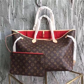 LV Louis Vuitton Neverfull 40 GM Handbag Monogram Cabas Bag M41177 Red 6860