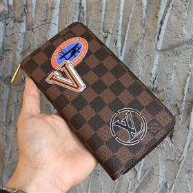 LV Men Louis Vuitton Zippy Wallet Purse Damier Handbag Bag N60015 Brown 6882