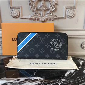 LV Men Louis Vuitton Zippy Wallet Purse Monogram Handbag Bag N60015 Gray 6883