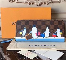 N64425 LV Louis Vuitton Clemence Wallet Purse Bag Damier Handbag Brown 6886