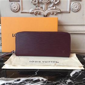 M64307 LV Louis Vuitton Clemence Wallet Purse Epi Leather Bag Wine 6894