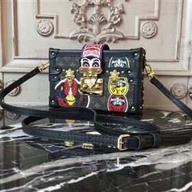 M43544 LV Louis Vuitton Petite Malle Handbag Monogram Kabuki Shoulder Bag Brown 6898