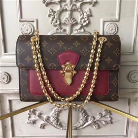 LV Louis Vuitton Victoire Chain Handbag Monogram Leather Shoulder Bag Maroon M41732 6804