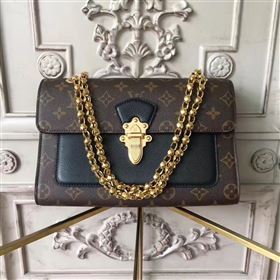 LV Louis Vuitton Victoire Chain Handbag Monogram Leather Shoulder Bag Black M41730 6805