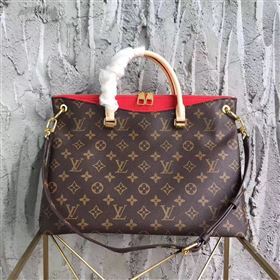 LV Louis Vuitton Pallas Tote Handbag Monogram Shoulder Bag Red M41175 6816