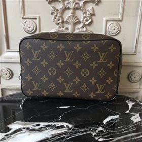 LV Men Louis Vuitton Toilet Pouch GM Handbag Monogram Zipper Bag Brown M47506 6828