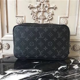 LV Men Louis Vuitton Toilet Pouch GM Handbag Monogram Zipper Bag Gray M43383 6830