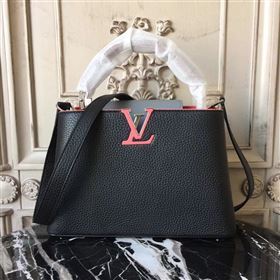 LV Louis Vuitton Capucines BB Bag Real Leather Handbag M94586 Black and Gray 6834