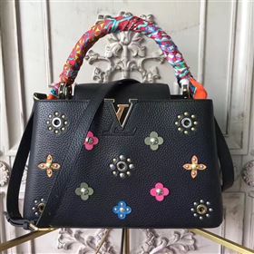 Louis Vuitton LV Capucines PM Mechanical Flowers Handbag Monogram Bag Black M54311 6953