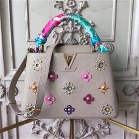 Louis Vuitton LV Capucines PM Mechanical Flowers Handbag Monogram Bag Gray M54311 6954