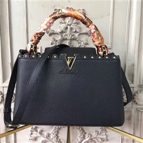 Louis Vuitton LV Capucines PM Handbag Real Leather Shoulder Bag Black M54565 6959