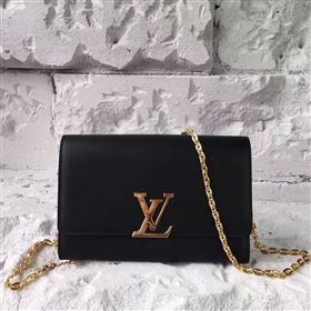 Louis Vuitton LV Chain Louise GM Handbag Real Leather Shoulder Bag Black M51631 6963