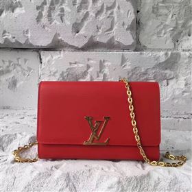 Louis Vuitton LV Chain Louise GM Handbag Real Leather Shoulder Bag Red M51631 6964