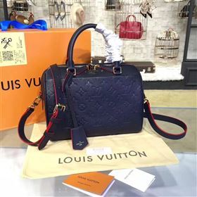 Louis Vuitton LV Speedy 25 Real Leather Handbag Monogram Bag Navy M43501 6976