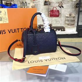 Louis Vuitton LV Speedy 20 Real Leather Handbag Monogram Bag Navy M42394 6977