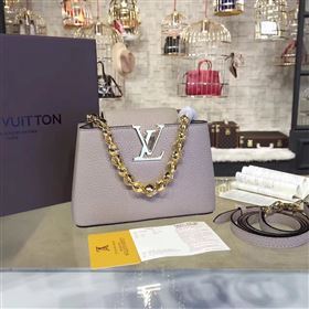 Louis Vuitton LV Capucines Mini Chain Handbag Real Leather Shoulder Bag Khaki M42935 6988