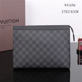 LV Louis Vuitton Pochette Voyage Clutch Handbag N41696 Damier Graphite Bag