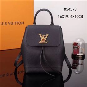 LV Louis Vuitton M54573 Lockme Mini Backpack Real Leather Bag Black