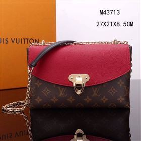 LV Louis Vuitton M43713 Saint Placide Monogram Handbag Leather Bag Red