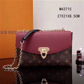 LV Louis Vuitton M43715 Saint Placide Monogram Handbag Leather Bag Maroon