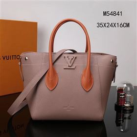 LV Louis Vuitton M54841 Freedom Tote Handbag Real Leather Bag Beige