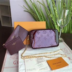 Louis Vuitton LV Camera Pouch Chain Bag Monogram Leather Handbag Wine M64057 7024
