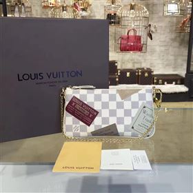 Louis Vuitton LV Pochette Milla Chain Bag Damier Handbag White N63078 7028