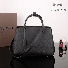 LV Louis Vuitton Montaigne Real Leather Handbag M41048 Monogram Bag Black