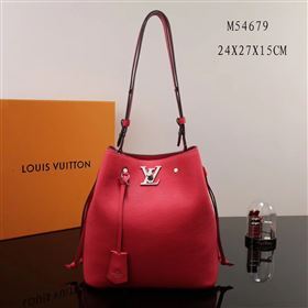 LV Louis Vuitton Lockme Bucket Bag M54679 Leather Handbag Red