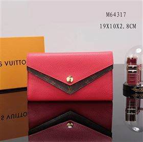 LV Louis Vuitton Monogram Double V Wallet Purse Bag M64317 Leather Clutch Red