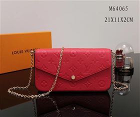 LV Louis Vuitton M64065 Pochette Felicie Bag Real Leather Handbag Red