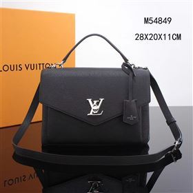 LV Louis Vuitton My Lockme Handbag M54849 Real Leather Bag Black