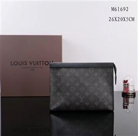 Men LV Louis Vuitton M61692 Pochette Voyage Clutch Bag Monogram Handbag Gray