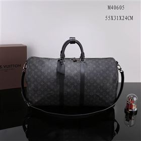 Men LV Louis Vuitton M40605 Keepall 55 Handbag Monogram Travelling Bag Gray