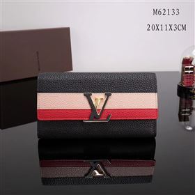 LV Louis Vuitton M62133 Capucines Wallet Clutch Bag Leather Handbag Black&Pink