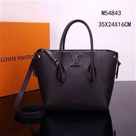 LV Louis Vuitton M54843 Freedom Tote Handbag Real Leather Bag Black
