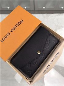 replica Louis Vuitton LV Monogram Sarah Wallet Real Leather Purse Bag M61182 Black