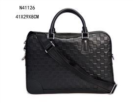 Men LV Louis Vuitton Documents Briefcase Handbag N41126 Damier Leather Bag Black