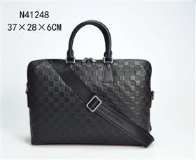 Men LV Louis Vuitton Documents Briefcase Handbag N41248 Damier Leather Bag Black