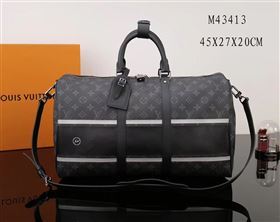 Men LV Louis Vuitton Keepall 45 Handbag M43413 Monogram Travelling Bag Black